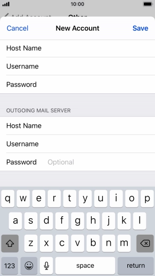 Press Password and key in the password for your email account. Please note that if you're using Vodafone's outgoing server, leave the password field empty.