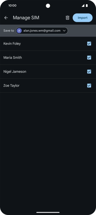 Press the fields next to the required contacts to select them.