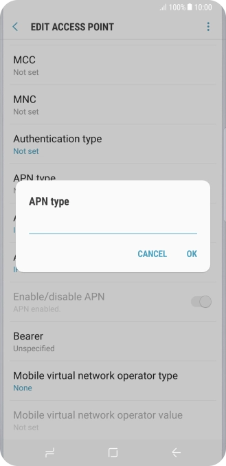 Key in default and press OK.