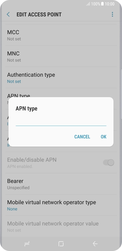 Key in default and press OK.