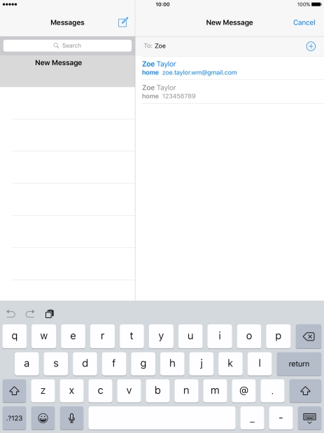 Press the required contact.
