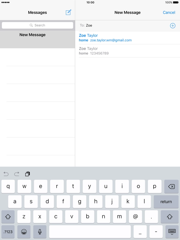 Press the required contact.