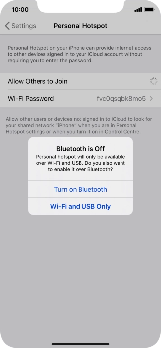 If Wi-Fi is turned on, press Wi-Fi and USB Only.