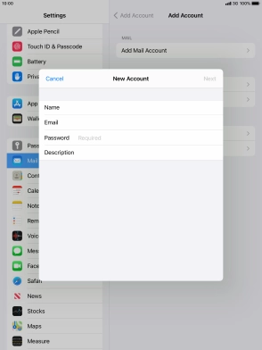 Press Password and key in the password for your email account.