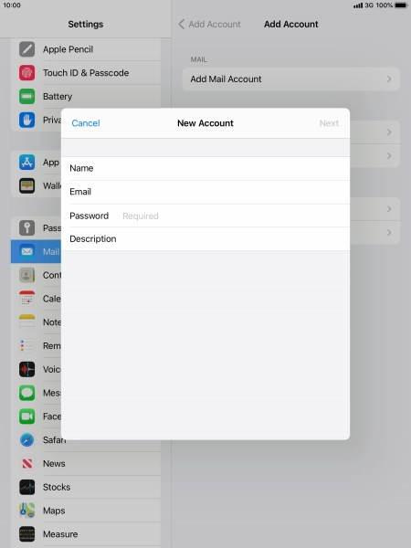 Press Password and key in the password for your email account.