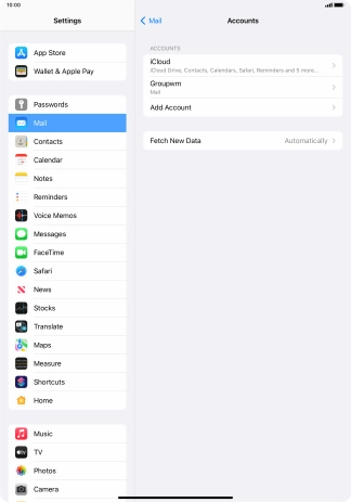 Press the name of the email account you've just set up.