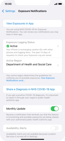 Press Exposure Logging Status.