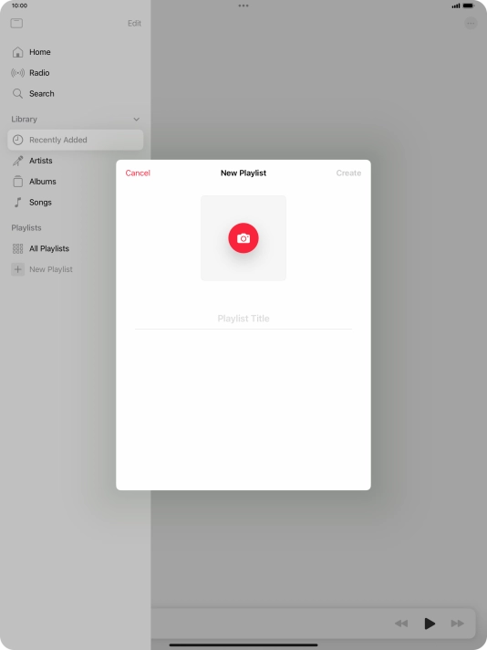 Press the text input field and key in a name for the playlist.