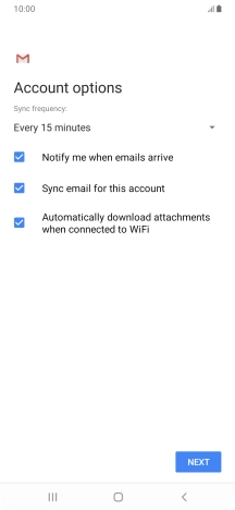 If this screen is displayed, you email account has been recognised and set up automatically. Follow the instructions on the screen to key in more information and finish setting up your phone.