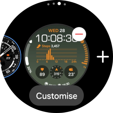 Press the required watch face.
