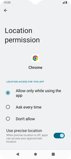 Press the required setting.