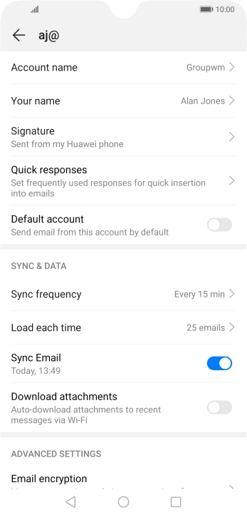 Press Account name and key in the required name.
