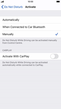 Press the required setting.
