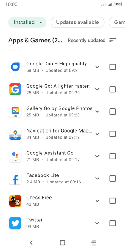 Press the required app.