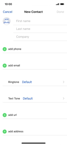 Press First name and key in the first name.