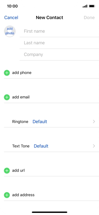 Press First name and key in the first name.
