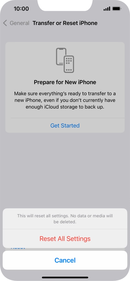 Press Reset All Settings.