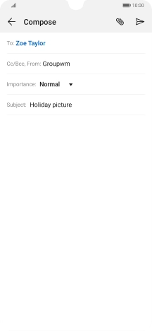Press the text input field and write the text for your email message.