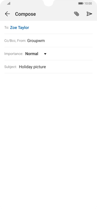 Press the text input field and write the text for your email message.