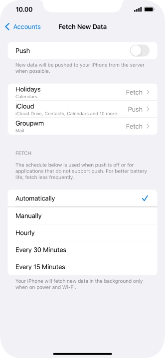 If you turn off the function, press the required setting.