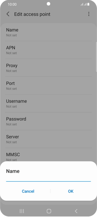 Key in Vodafone Internet and press OK.