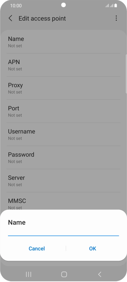 Key in Vodafone Internet and press OK.
