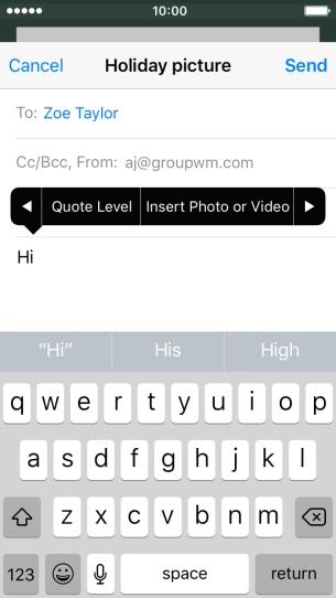 Press Insert Photo or Video and follow the instructions on the screen to attach a picture or a video clip.