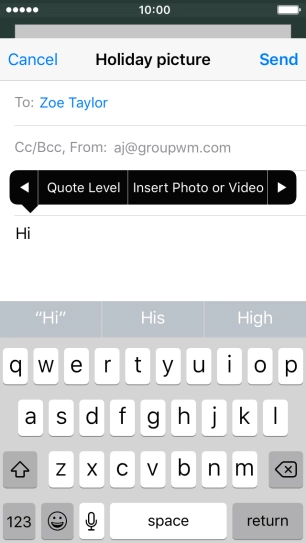 Press Insert Photo or Video and follow the instructions on the screen to attach a picture or a video clip.