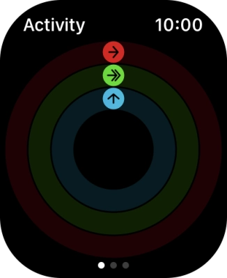 The screen will tell you how far you are from completing your daily activity goals. When the coloured rings are closed, you've reached the goals of your daily activity.
