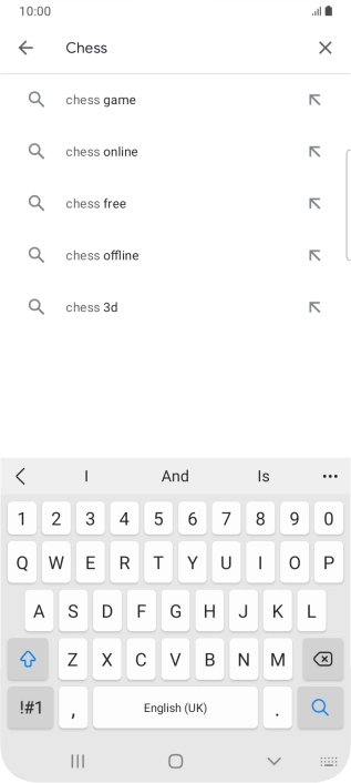 Key in the name or subject of the required app and press the search icon.