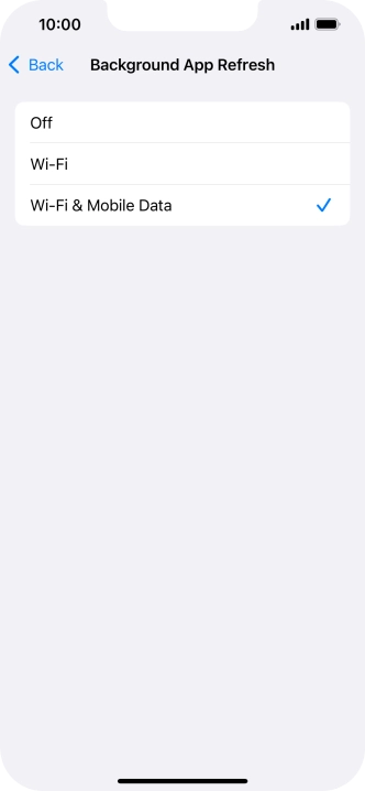 To turn off background refresh of apps, press Off.