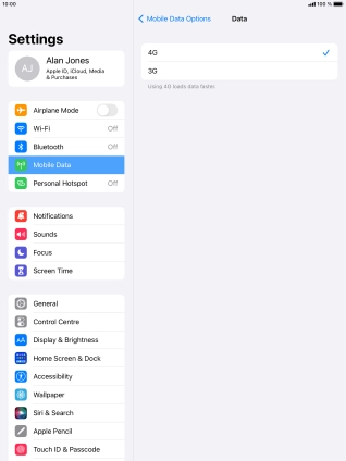 Press the required network mode.