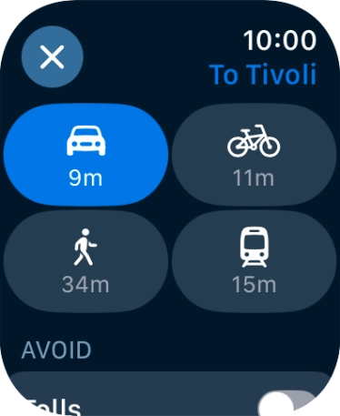 Press the required transport type.