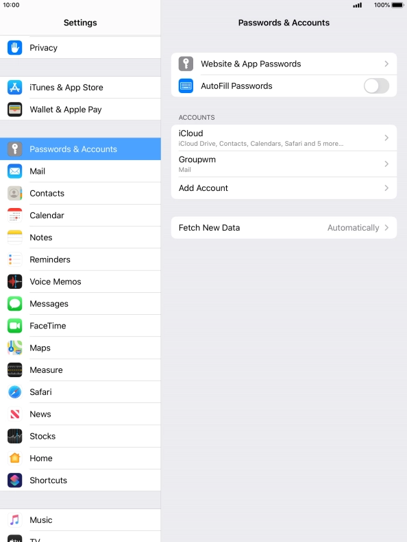 Press the name of the email account you've just set up.