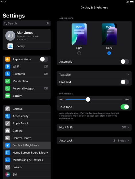 Press the indicator next to 