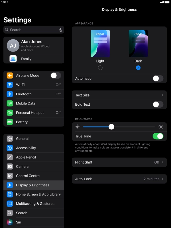 Press the indicator next to 