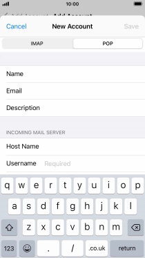 Press Username and key in the username for your email account.