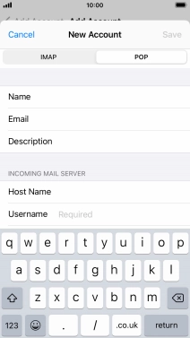 Press Username and key in the username for your email account.