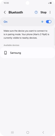 Press the required Bluetooth device and follow the instructions on the screen to pair the device with your phone.