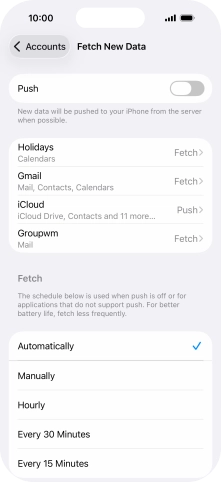 If you turn off the function, press the required setting.