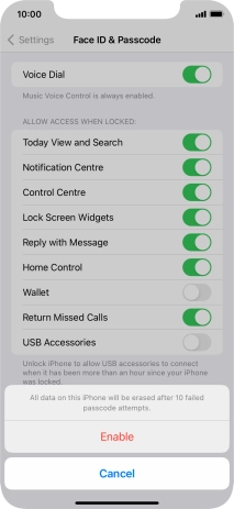If you turn on the function, press Enable.