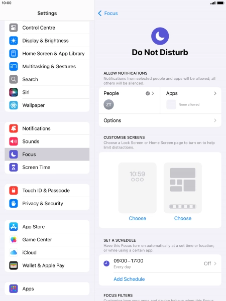 Press People and follow the instructions on the screen to select which contacts you would like to receive calls and notifications from when Do Not Disturb is turned on.