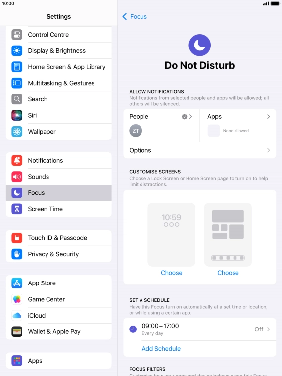 Press People and follow the instructions on the screen to select which contacts you would like to receive calls and notifications from when Do Not Disturb is turned on.