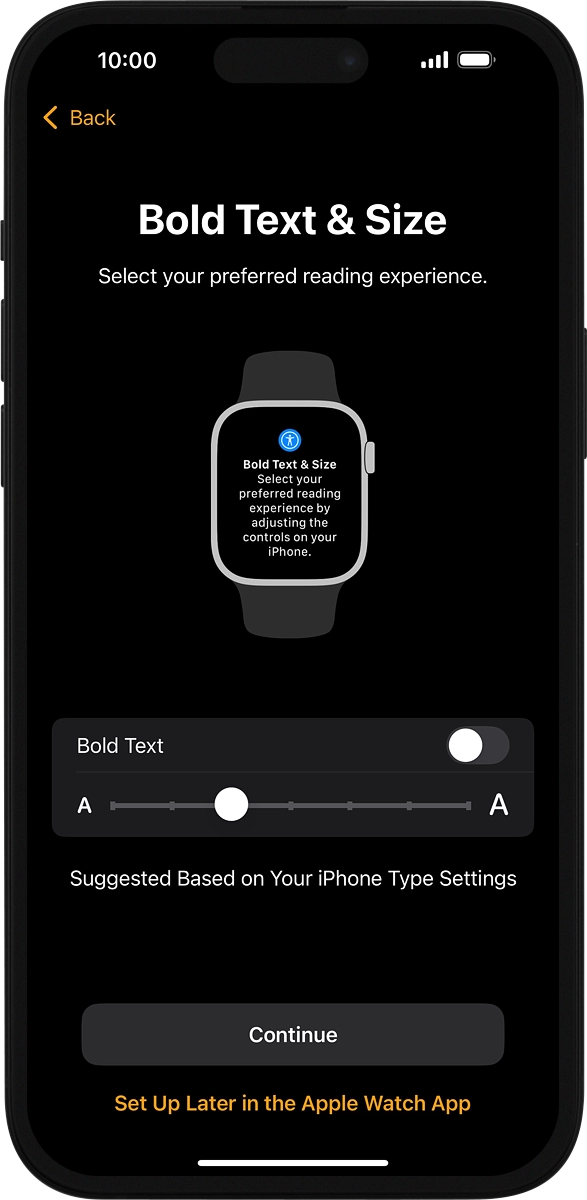 On your phone: Follow the instructions on the screen to select the required settings and press Continue.
