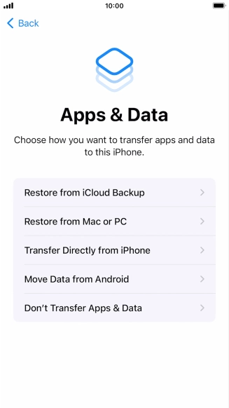 You can transfer content from an Android phone when your phone is activated for the first time and after a factory reset. When this screen is displayed, your phone is ready to transfer content from an Android phone.