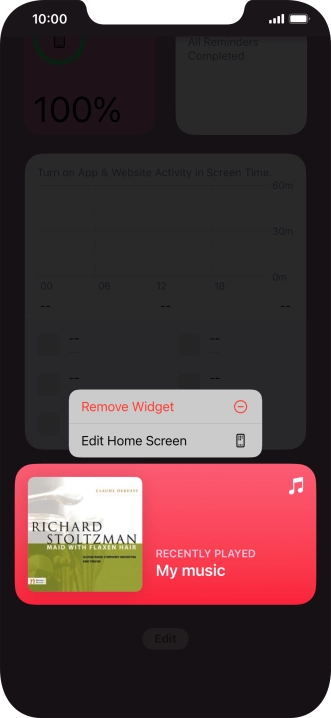 Press Remove Widget.