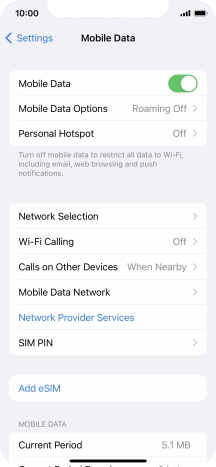 Press Mobile Data Options.