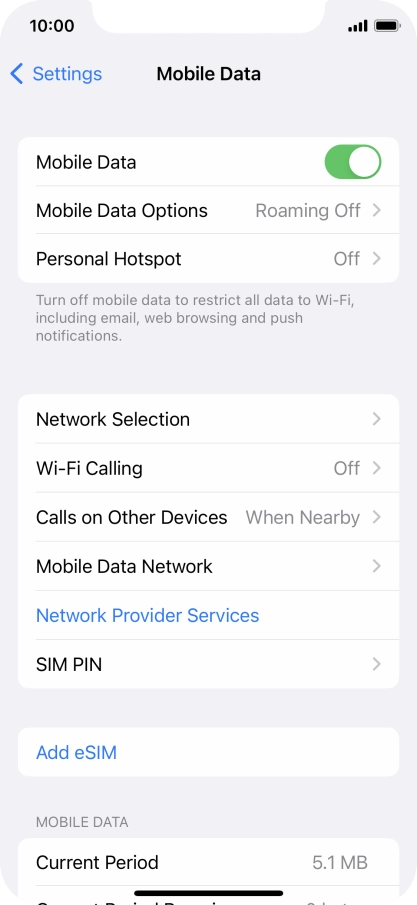 Press Mobile Data Options.