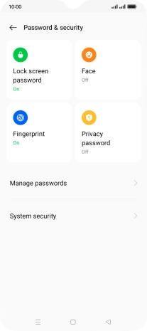 Press Lock screen password and key in the additional phone lock code you created earlier.