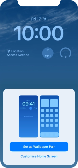 To use the same colour theme on the home screen, press Set as Wallpaper Pair.